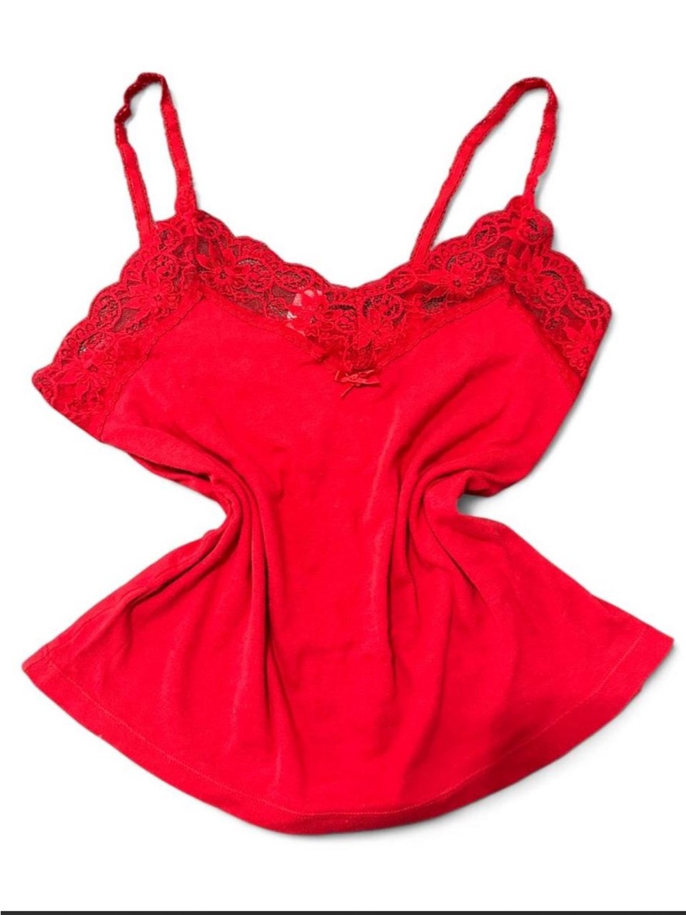 Victoria Secret Red Lace Trim Cami Top Vintage Y2K Size L